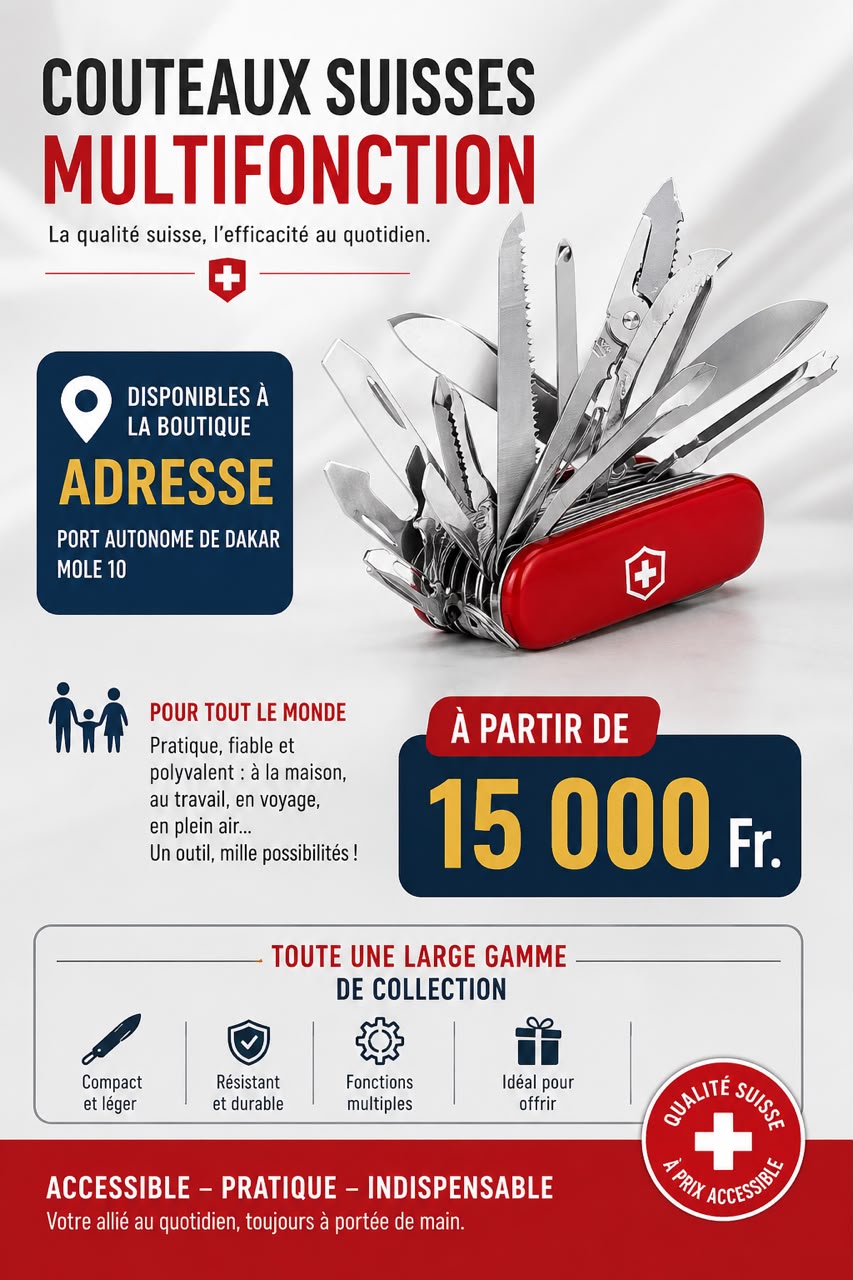 Couteaux Suisses Multifonction Victorinox, à partir de 15 000 FCFA
