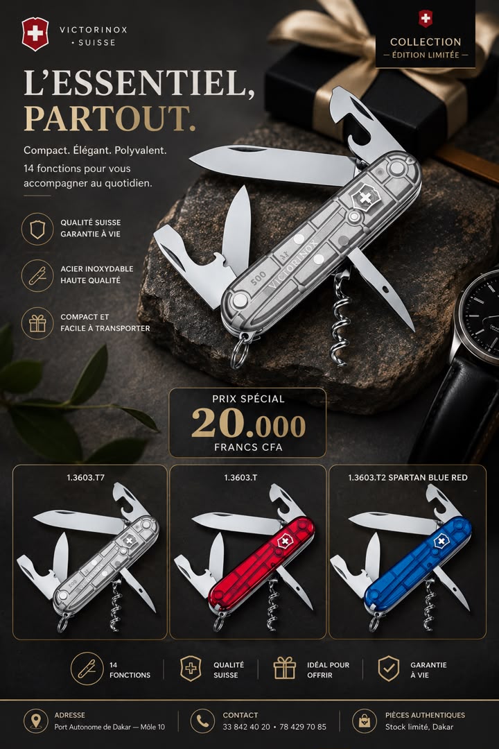 Victorinox Spartan Transparent, prix spécial 20 000 FCFA